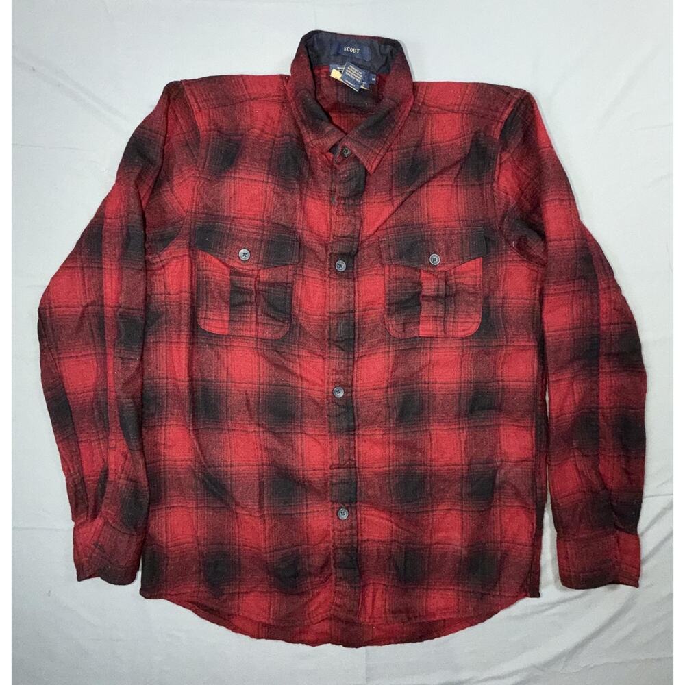 Pendleton Shirt Mens Medium Red Plaid Wool Flannel Lined Scout Button Front